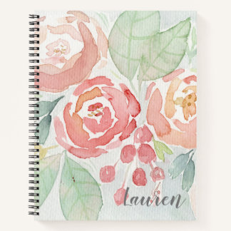 Blume des Wasserfarbenwassers Notizbuch