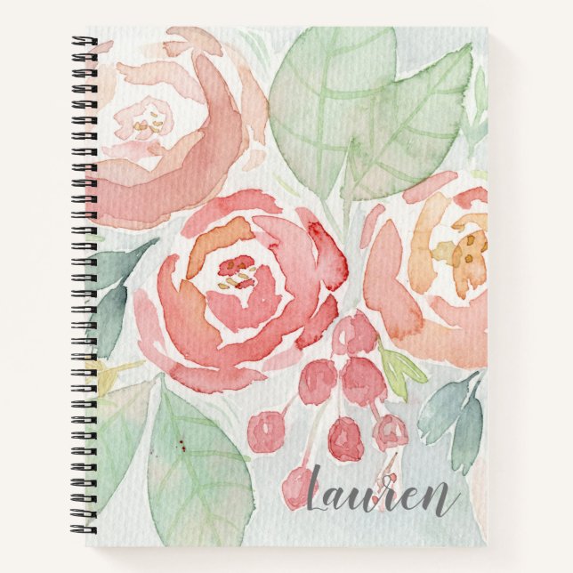Blume des Wasserfarbenwassers Notizbuch (Vorderseite)