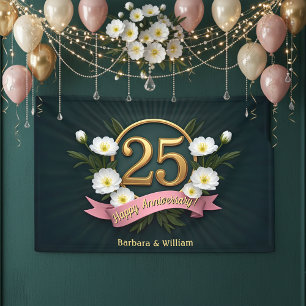 Blume des Weißen Anemons 25. Hochzeitstag Banner