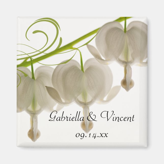 Blume des weißen BlutHerzens Hochzeit Magnet (Vorne)