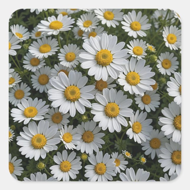 Blume des Weißen Feverts Quadratischer Aufkleber (Vorderseite)