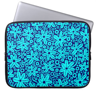 Blume Design - Cyan on Deep Navy Laptopschutzhülle