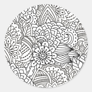 Blume Design Doodle Runder Aufkleber