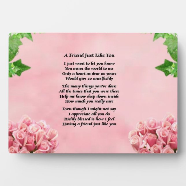 Blume-Design - Freundschaftsgedicht Fotoplatte (Vorderseite)