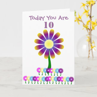 Blume Design Personalisiert 10. Geburtstag Karte