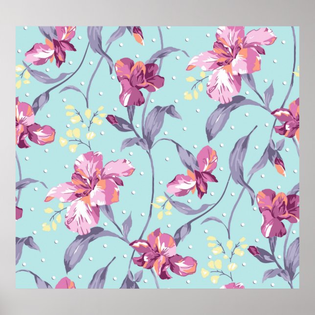 Blume Design Textil Illustration,Hintergrund,d Poster (Vorne)