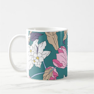 Blume Design Textil Illustration, Muster, Rückseit Kaffeetasse