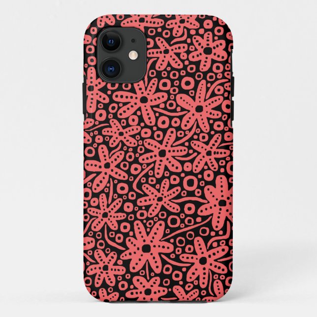 Blume Design - Tropisches Pink auf schwarz.pdf Case-Mate iPhone Hülle (Rückseite)