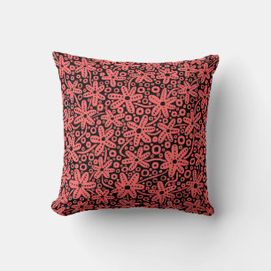 Blume Design - Tropisches Rosa auf Schwarz Kissen