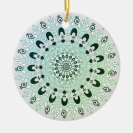 Blume-Design von grün und weiß Mandala Keramik Ornament
