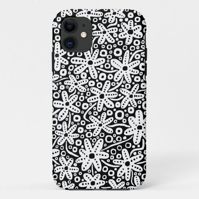 Blume Design - Weiß auf Black.pdf Case-Mate iPhone Hülle (Rückseite)