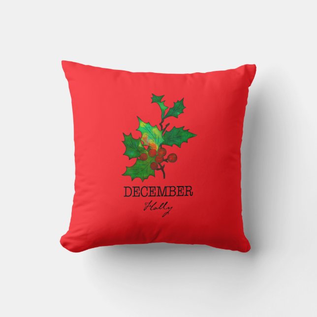 Blume Dezember Holly Kissen (Vorderseite)