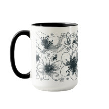 Blume, die auf Wecker-Tasse zeichnet
