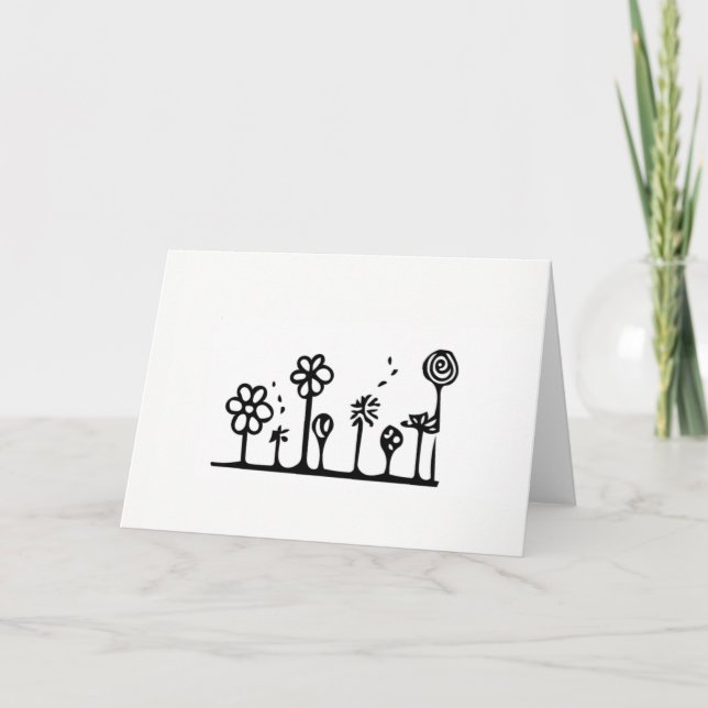 Blume, die die Grußkarte Zeichne - Leere Innenseit Karte (Vorderseite)