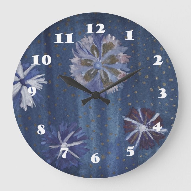 Blume, die die runde (große) Wall-Uhr Gezeichnet h Große Wanduhr (Vorderseite)