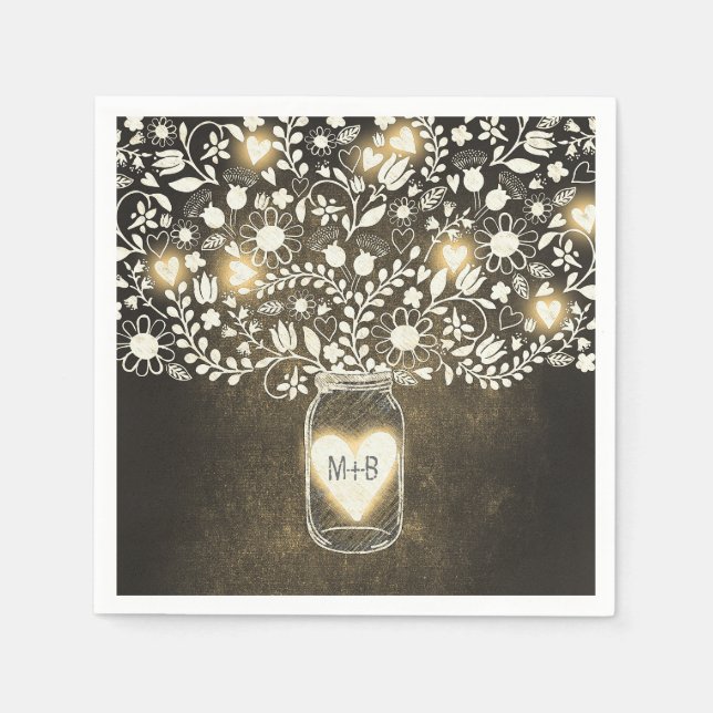 Blume, die in Glas-Gelb-Hochzeitszettel Serviette (Vorderseite)
