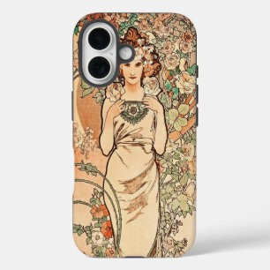 Blume - die Rose von Alphonse Mucha iPhone 16 Hülle