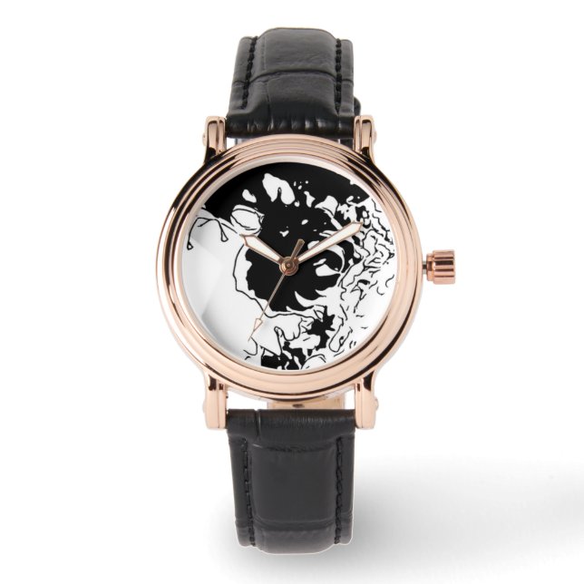 Blume Doodle Armbanduhr (Vorderseite)