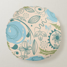 Blume Doodles Rundes Kissen