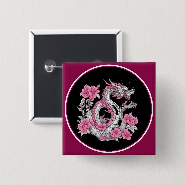 Blume Dragon Button (Vorne & Hinten)