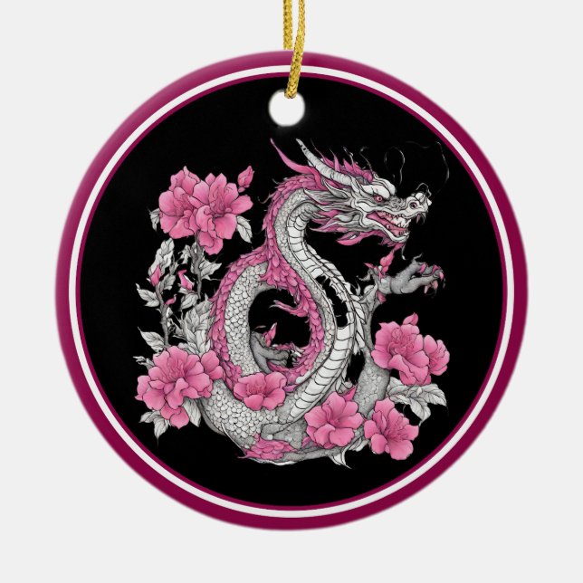 Blume Dragon Keramik Ornament (Vorne)