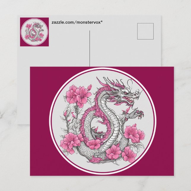 Blume Dragon Postcard Postkarte (Vorne/Hinten)