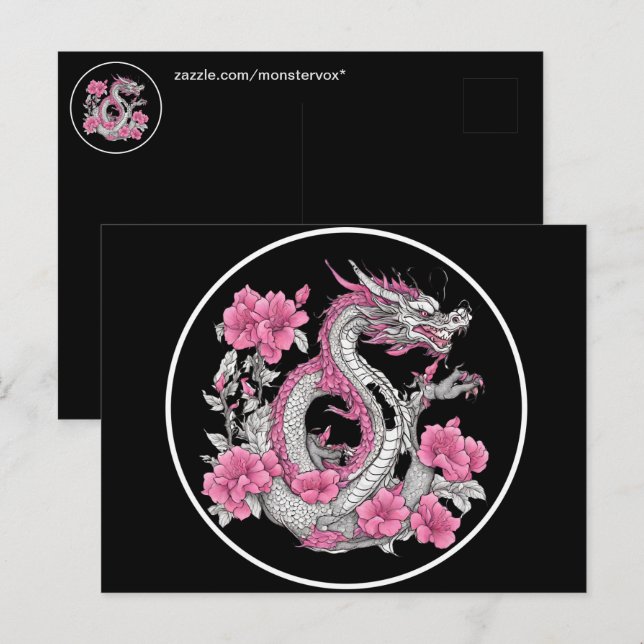 Blume Dragon Postcard Postkarte (Vorne/Hinten)