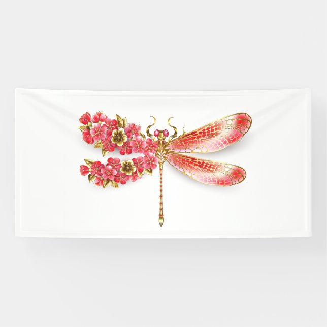 Blume Dragonfly mit Schmucksakura Banner (Horizontal)
