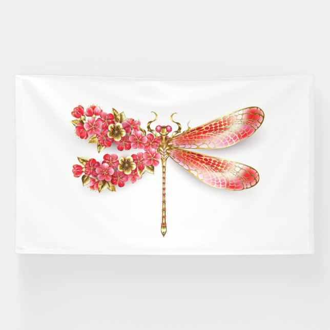 Blume Dragonfly mit Schmucksakura Banner (Horizontal)