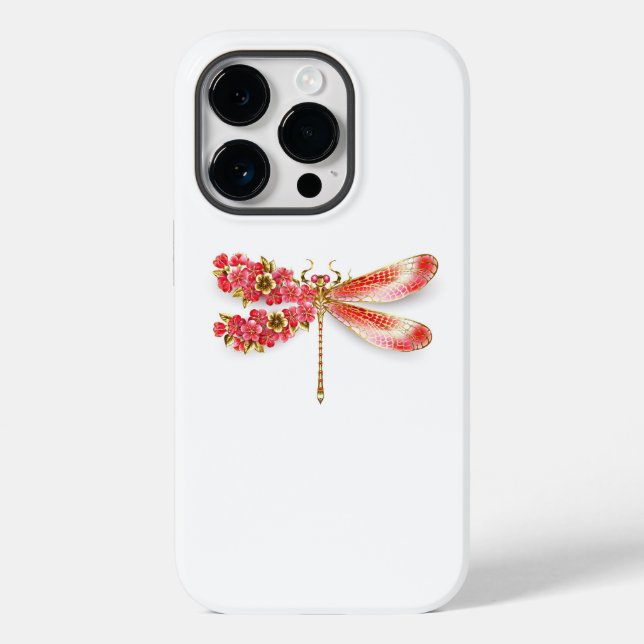 Blume Dragonfly mit Schmucksakura Case-Mate iPhone 14 Pro Hülle (Rückseite)