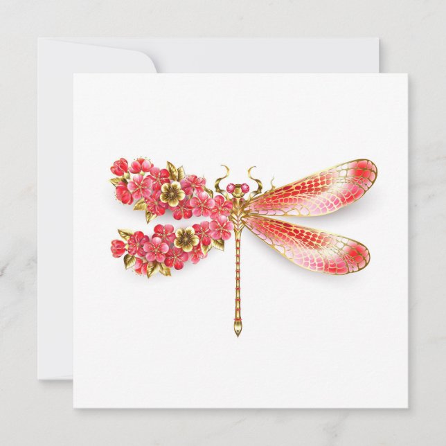 Blume Dragonfly mit Schmucksakura Dankeskarte (Vorderseite)