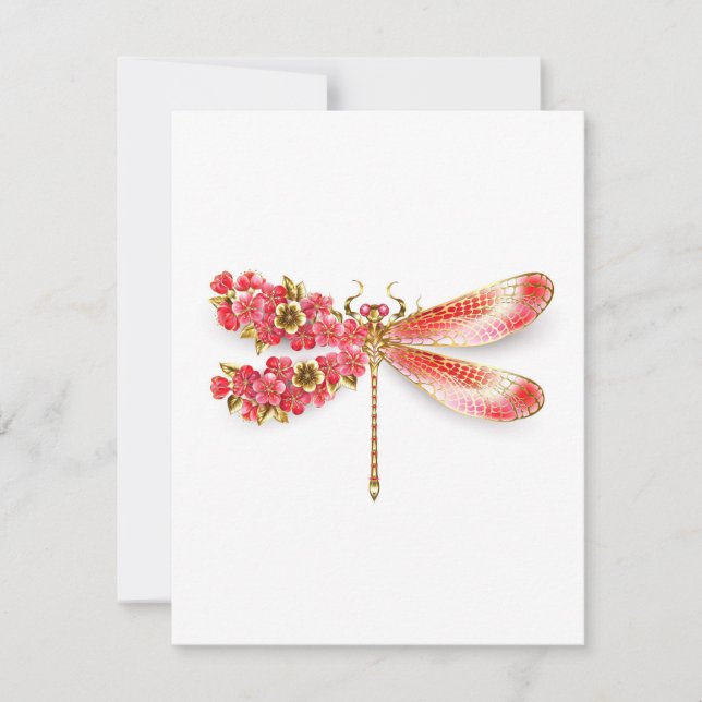 Blume Dragonfly mit Schmucksakura Dankeskarte (Vorderseite)