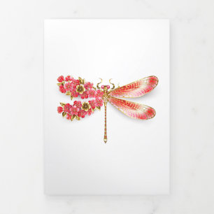 Blume Dragonfly mit Schmucksakura Dreifach Gefaltete Urlaubskarte