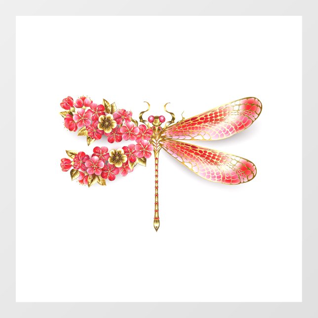 Blume Dragonfly mit Schmucksakura Fensteraufkleber (Blatt)