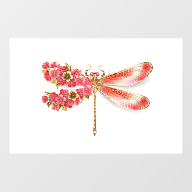 Blume Dragonfly mit Schmucksakura Fensteraufkleber (Blatt)
