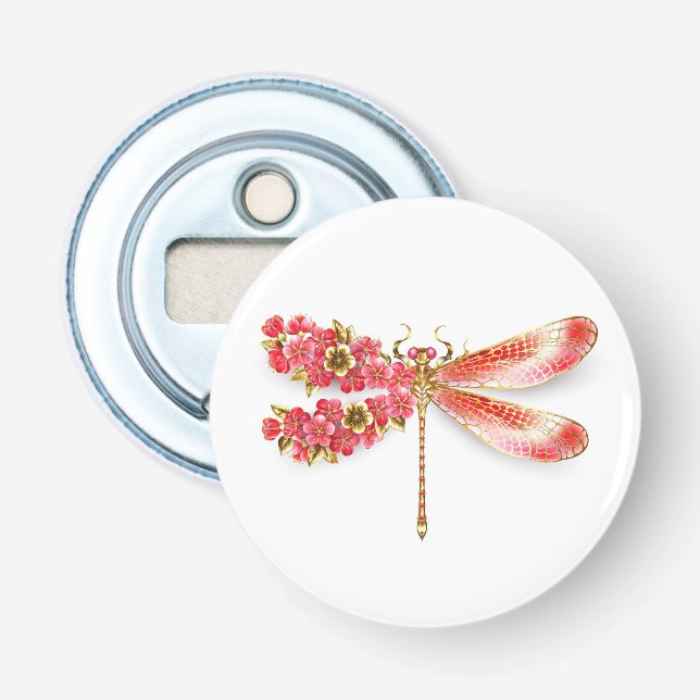 Blume Dragonfly mit Schmucksakura Flaschenöffner (Vorderseite)