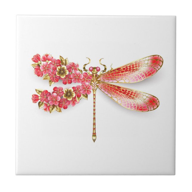 Blume Dragonfly mit Schmucksakura Fliese (Vorderseite)