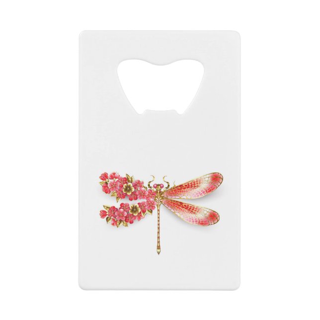 Blume Dragonfly mit Schmucksakura Geldbeutel Flaschenöffner (Vorderseite)