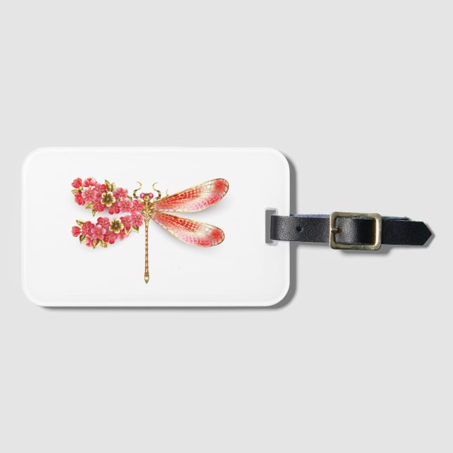 Blume Dragonfly mit Schmucksakura Gepäckanhänger (Vorderseite (Horizontal))