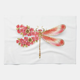 Blume Dragonfly mit Schmucksakura Geschirrtuch
