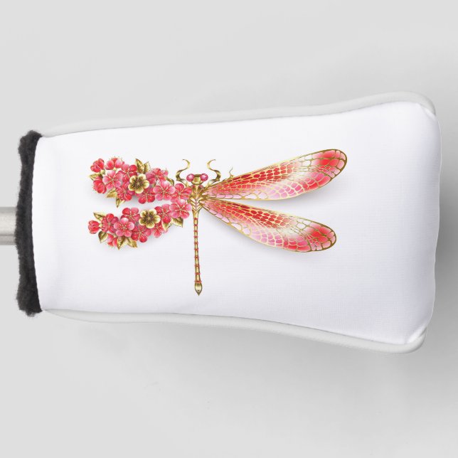 Blume Dragonfly mit Schmucksakura Golf Headcover (Vorderseite)