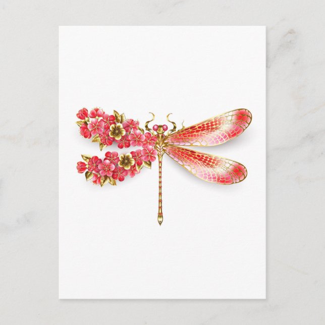 Blume Dragonfly mit Schmucksakura Hinweiskarte (Vorderseite)