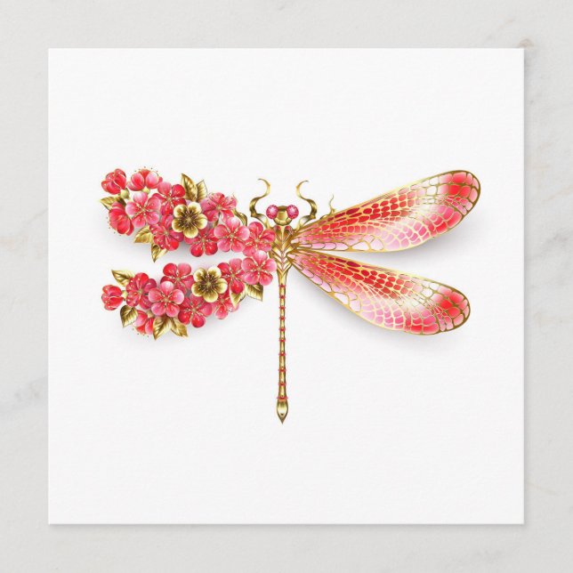 Blume Dragonfly mit Schmucksakura Hinweiskarte (Vorderseite)