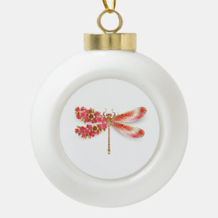 Blume Dragonfly mit Schmucksakura Keramik Kugel-Ornament