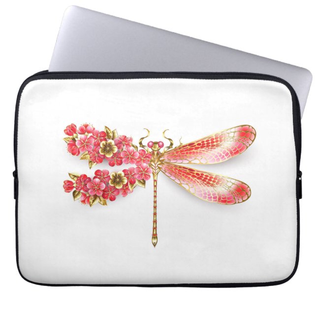 Blume Dragonfly mit Schmucksakura Laptopschutzhülle (Vorderseite)