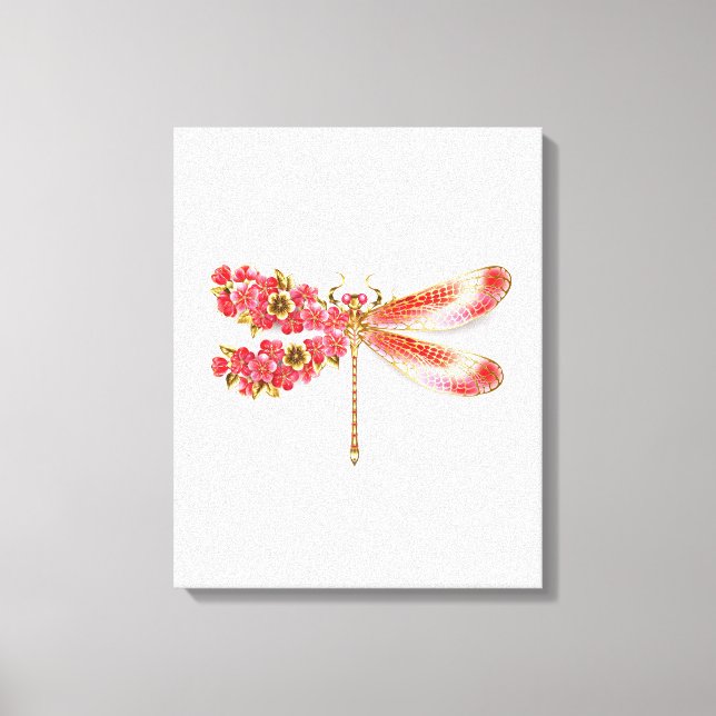 Blume Dragonfly mit Schmucksakura Leinwanddruck (Vorderseite)