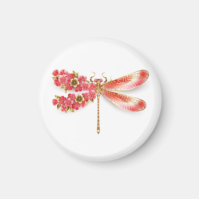 Blume Dragonfly mit Schmucksakura Magnet (Vorne)