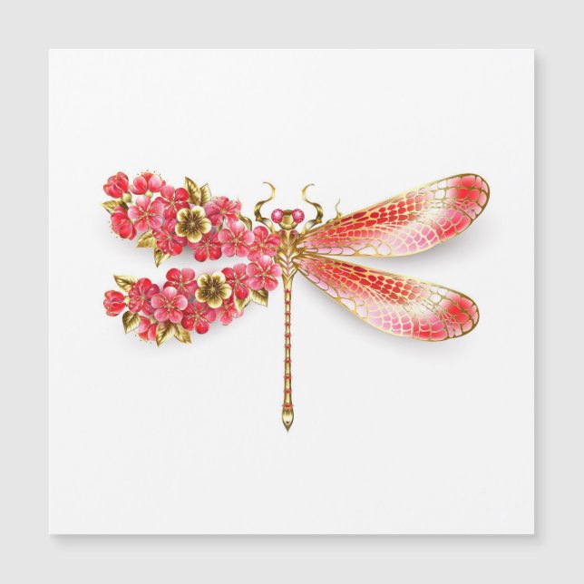Blume Dragonfly mit Schmucksakura Magneteinladung (Vorderseite)