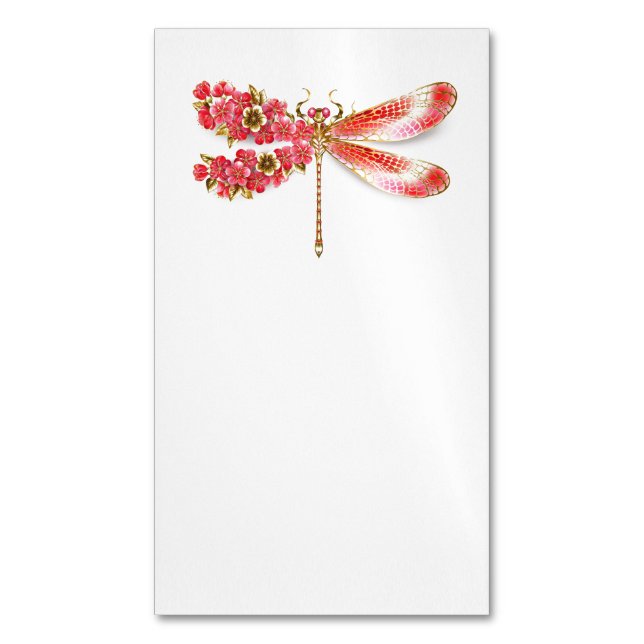 Blume Dragonfly mit Schmucksakura Magnetische Visitenkarte (Vorderseite Vertikal)
