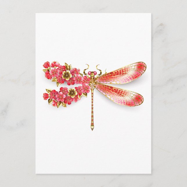 Blume Dragonfly mit Schmucksakura Menükarte (Vorderseite)